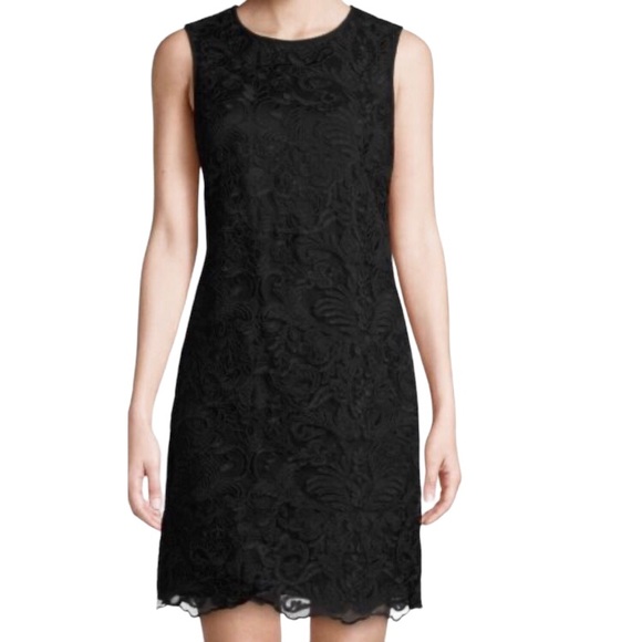 KARL LAGERFELD PARIS BLACK EMBROIDERED COCKTAIL DRESS - Picture 9 of 16